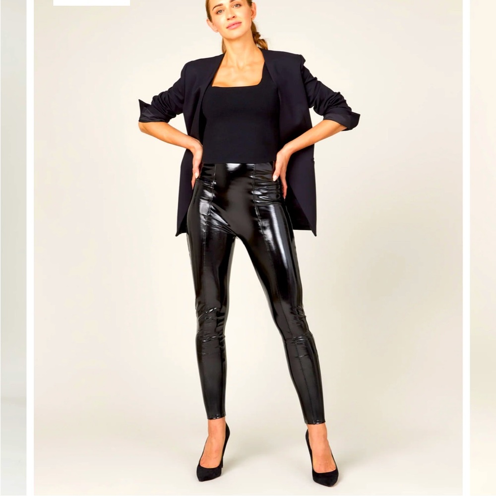 NWOT SPANX Faux Patent Leather Leggings 1X Petite